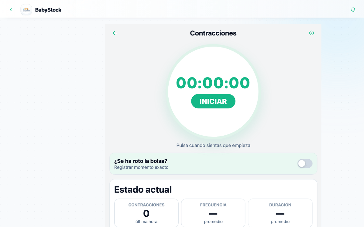 Captura de la utilidad privada de contracciones de BabyStock.